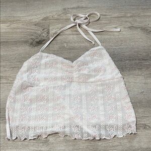 Garage Pink Lace Halter Top